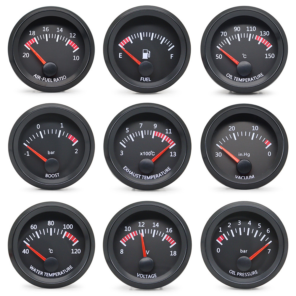52MM Gauge 12V Water Temp Oil Temp Gauge Oil Press Fuel Volts Gauge Air Fuel Ratio Boost Exhaust Tem