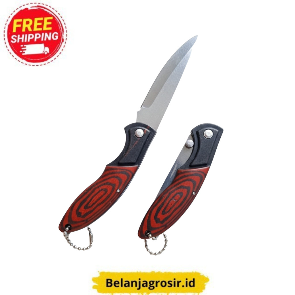 Pisau Lipat Motif Kayu Survival Kit Tahan Lama Untuk Outdoor Belanjagrosir.id