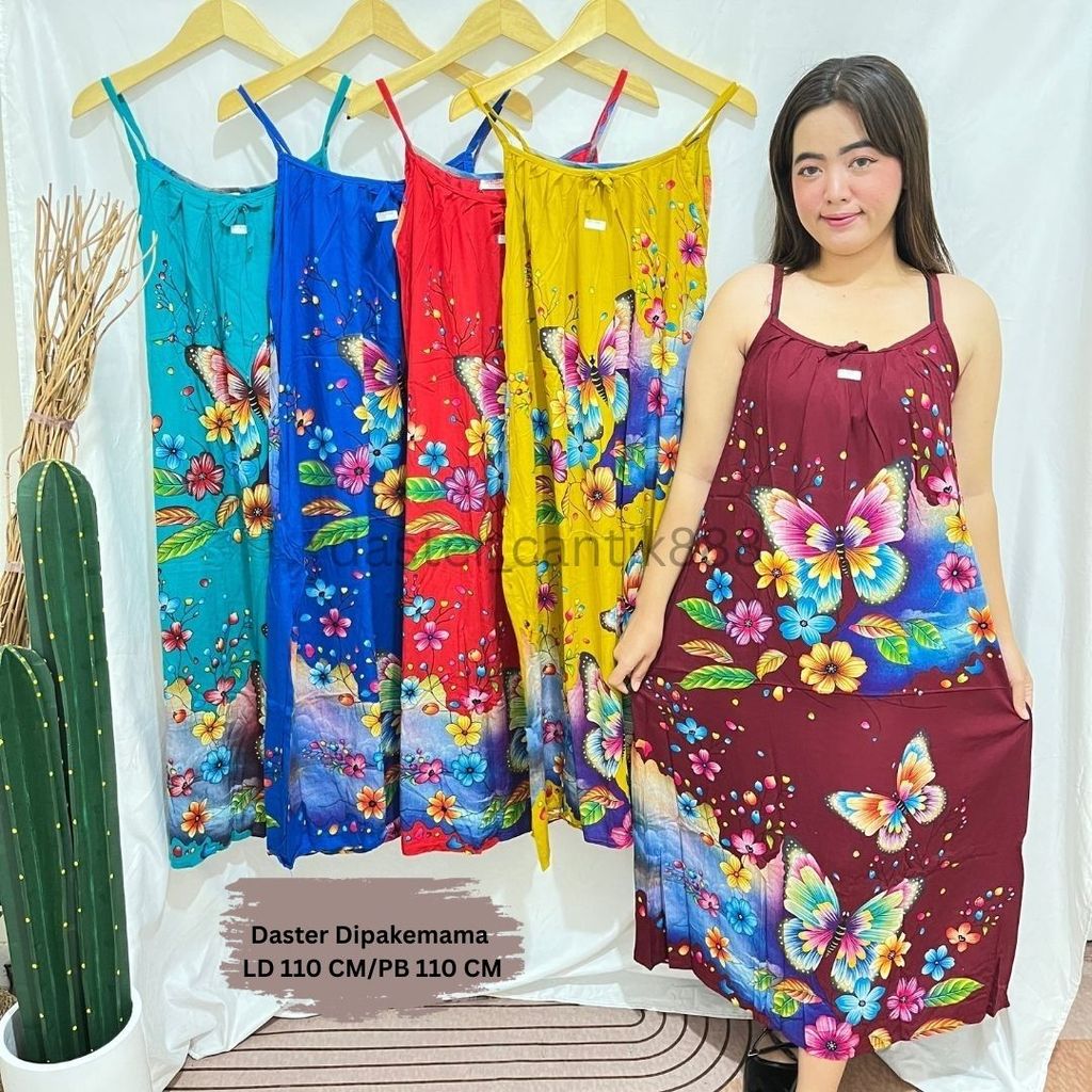 Daster Bahan Rayon Dipakemama Yukensi Tali LD 110 Cm Motif Kupu KB Kecil