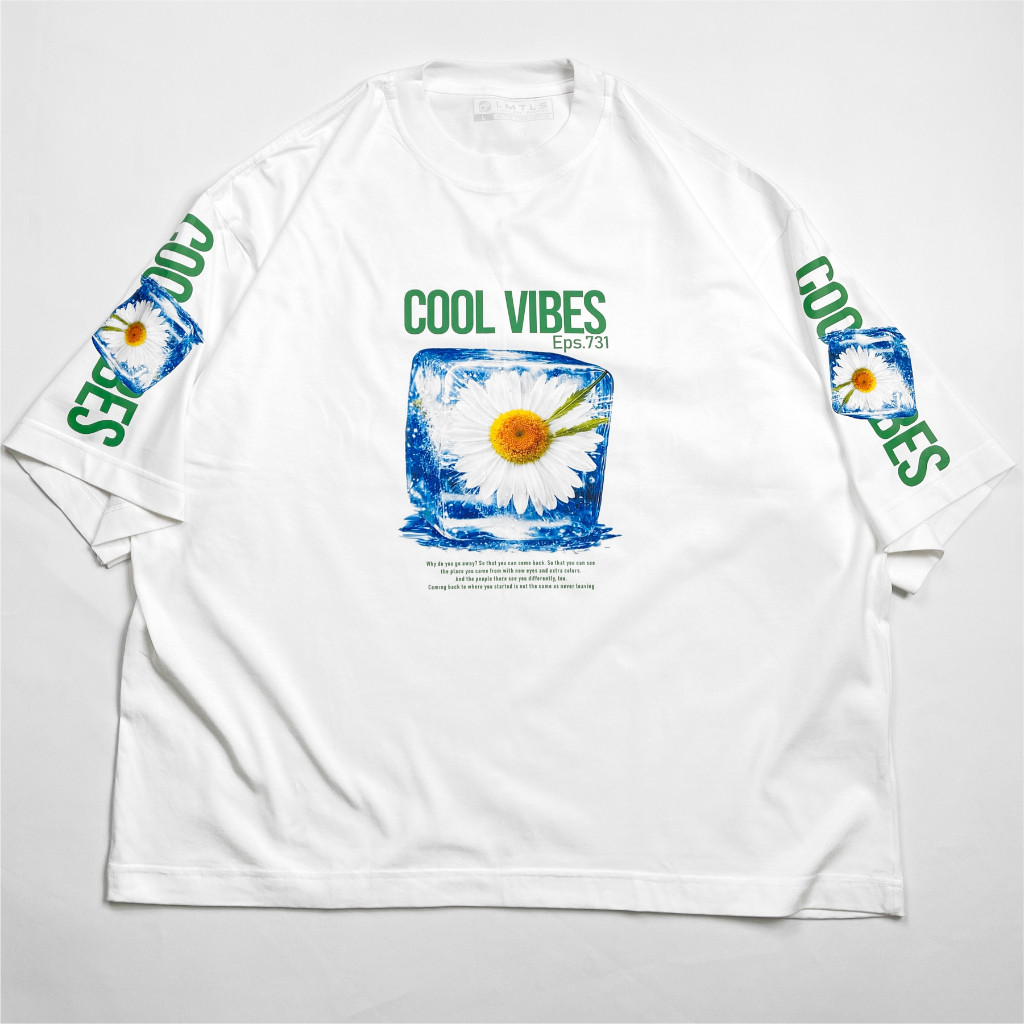 Kaos Pria Oversize White Cotton 24s Ringan Lembut T-Shirt Cowok Kasual Street Wear Boxy - Ice Cub