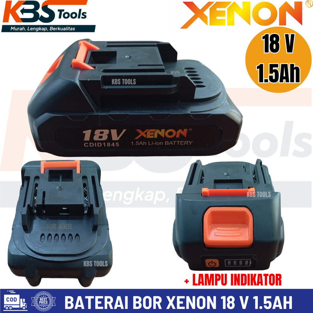 XENON  Baterai Bor 18 Volt 1.5 AH Baterai Duduk Cordless Multifungsi + Indikator 18V
