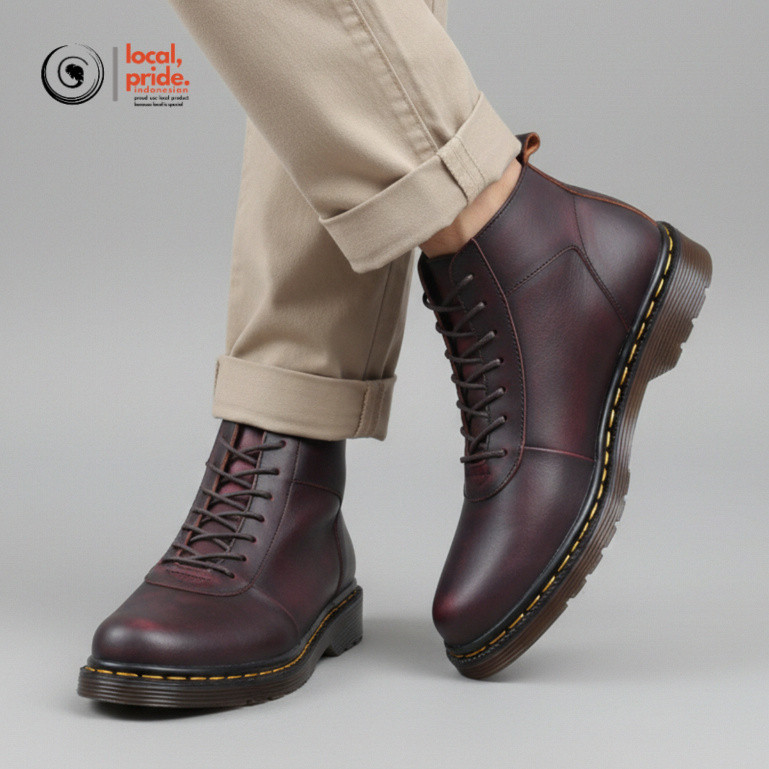 Sepatu Boots Kulit Pria GREATA SVEND 02 MAROON