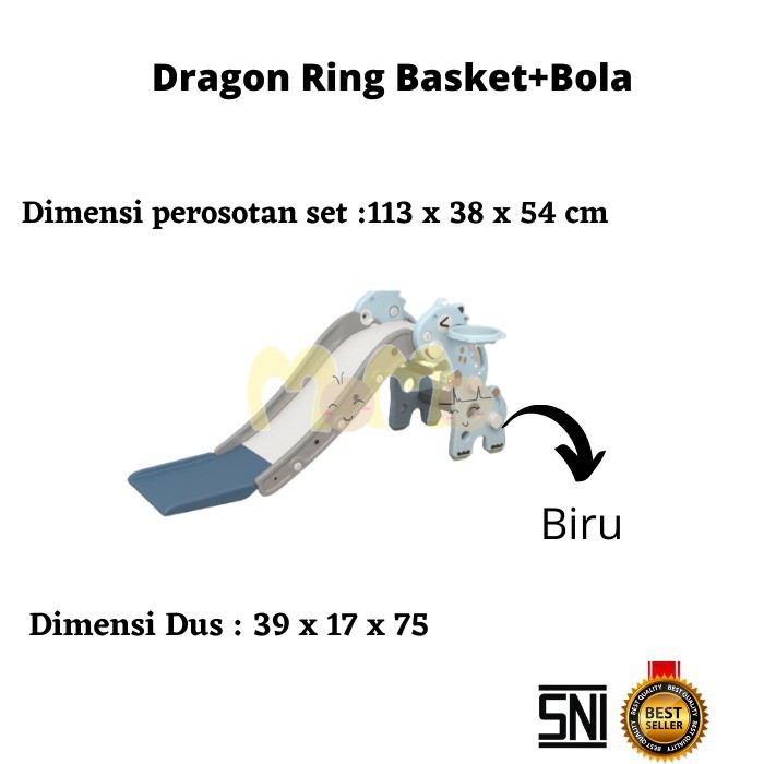 Best Seller - Mainan Anak  Perosotan DRAGON Mini / Perosotan NAGA Ring Basket+Bola