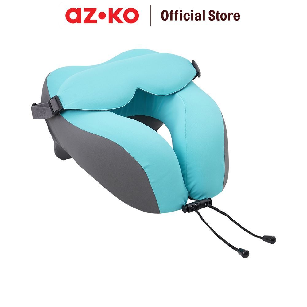 AZKO Passport Bantal Leher Curved Dengan Penutup Mata - Hijau Bantal Tidur Neck Pillow Pillow Cushio