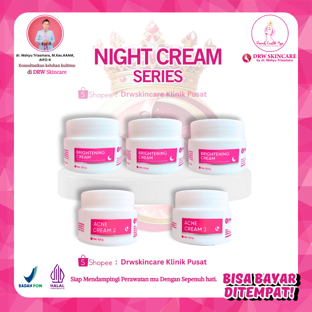 DRW SKINCARE Cream Malam  Untuk Wajah Normal Kusam Flek Jerawat Susah Putih Whitening BPOM [COD OK]