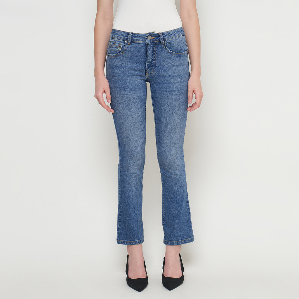 DUST Celana Mid Rise Bootcut Jeans Niara Blue (D. 31319)
