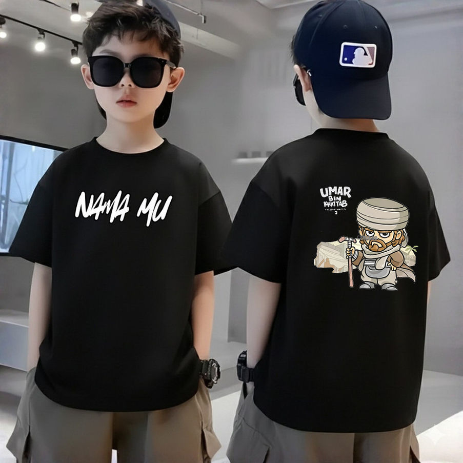 Kaos Anak Umar bin Khattab Custom Nama | Baju Anak Islami PAUD TK SD SMP Tema Sahabat Nabi Edukatif