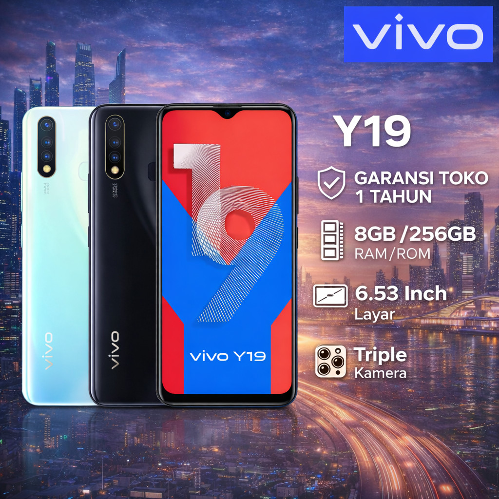 HP VIVO Y19 RAM 8/256 GB BERGARANSI 1 TAHUN 4G LTE BATTERY
