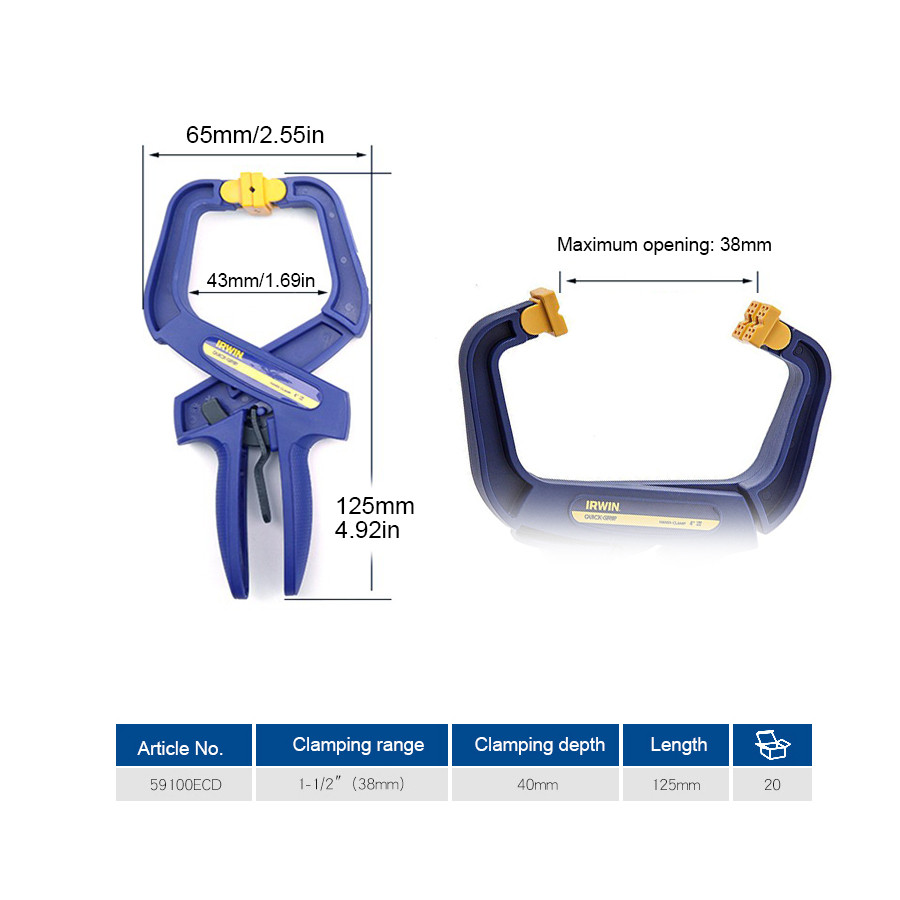 IRWIN Face Clamps Heavy Duty Locking C Clamp Woodworking Welding Clamps Vise Grip Clamps 59100|200|4