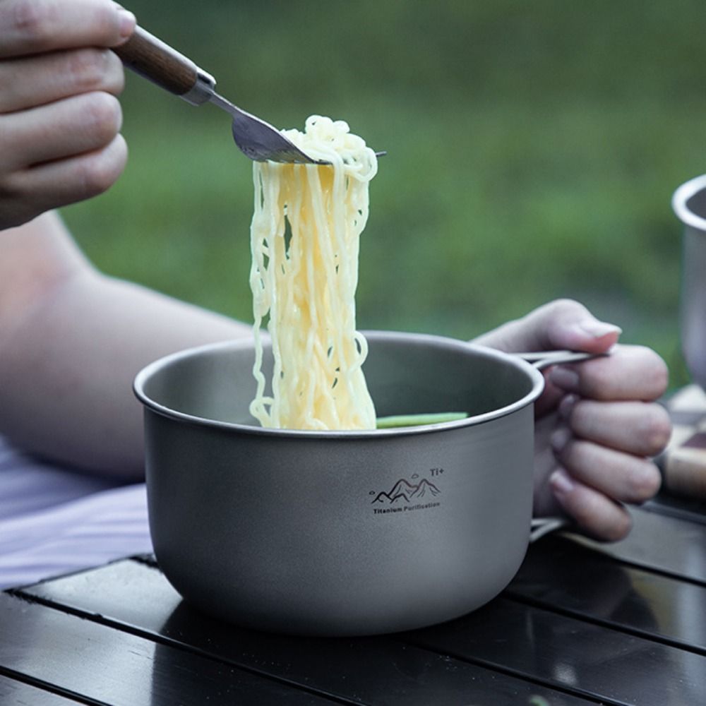 Compact Titanium Alloy Camping Pot Foldable Portable Collapsible Soup Pot Backpacking Cooking Outdoo