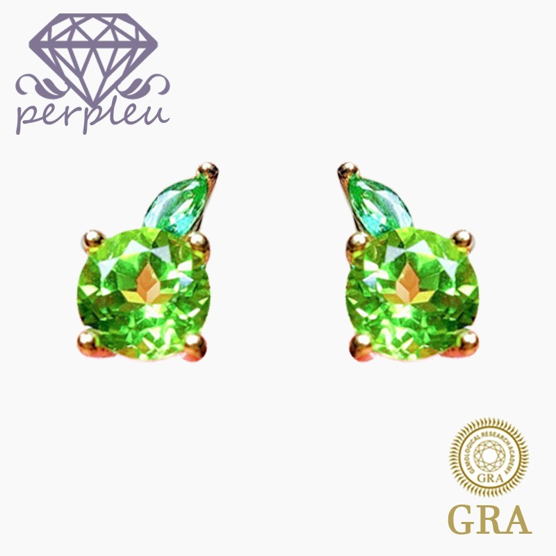 Sertifikat GRA Gratis Anting Moissanite Kecil 0.5 Karat Emas 18K Hijau Apel Untuk Wanita