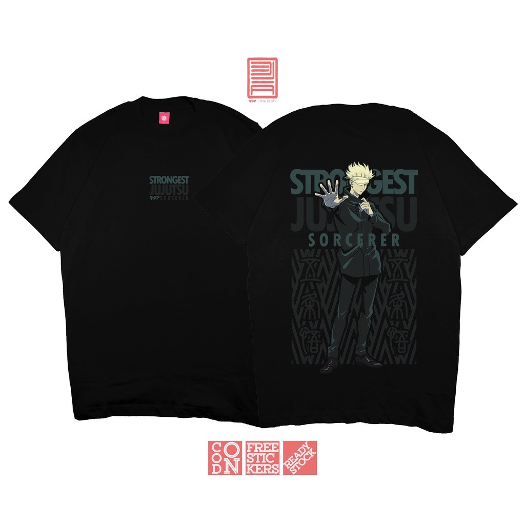 Anime Merch Kaos GOJO SATORU JUJUTSU KAISEN 0 STRONGEST JUJUTSU BAJU JEPANG ANIME MANGA T-Shirt DJA 