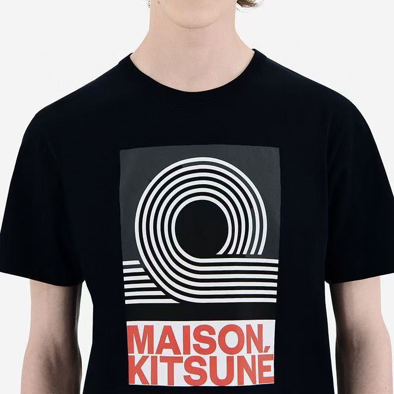 Maison Kitsune Unisex Short Sleeve T-shirt with Text Print - French Fashion Trend