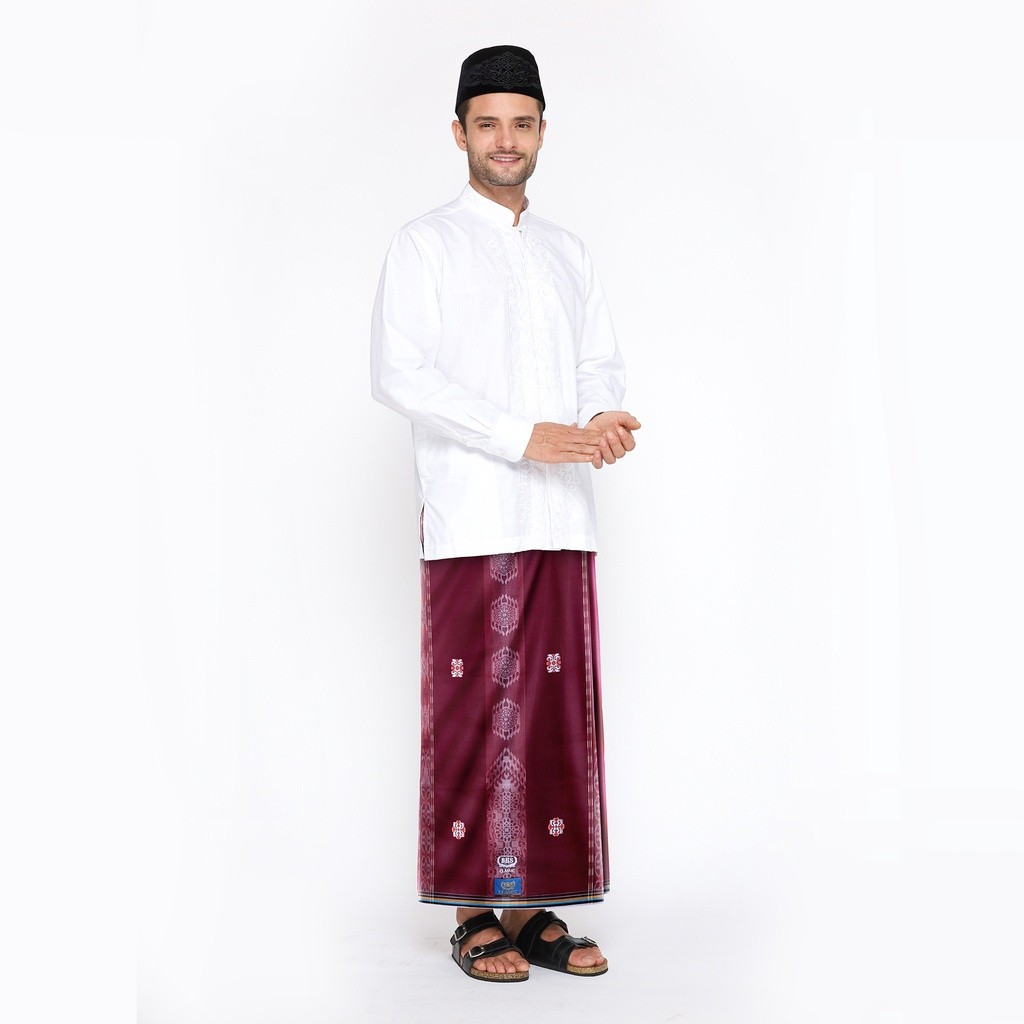 Sarung BHS Classic Gold Motif JGB Maroon