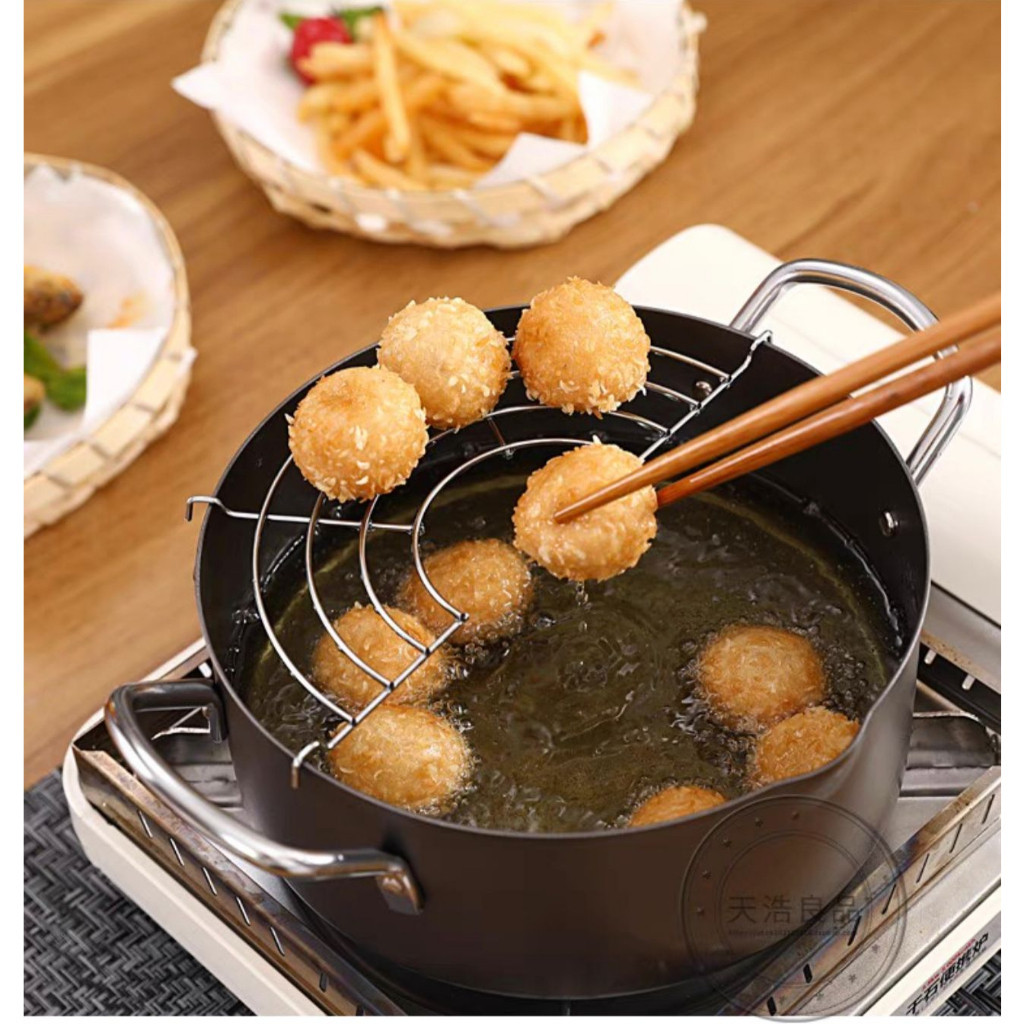 Deep Fryer Pot Panci Wajan Penggorengan 24 cm Dengan Rak Tirisan Panci Dengan Peniris 20cm AFF