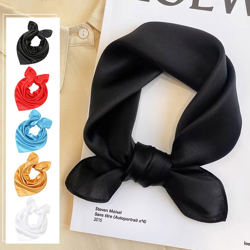 DOM RACK Syal Polos Sutra 60X60Cm Syal Silk Persegi Syal Leher Syal Tas Scraf Syal Hijab Segi Empat 