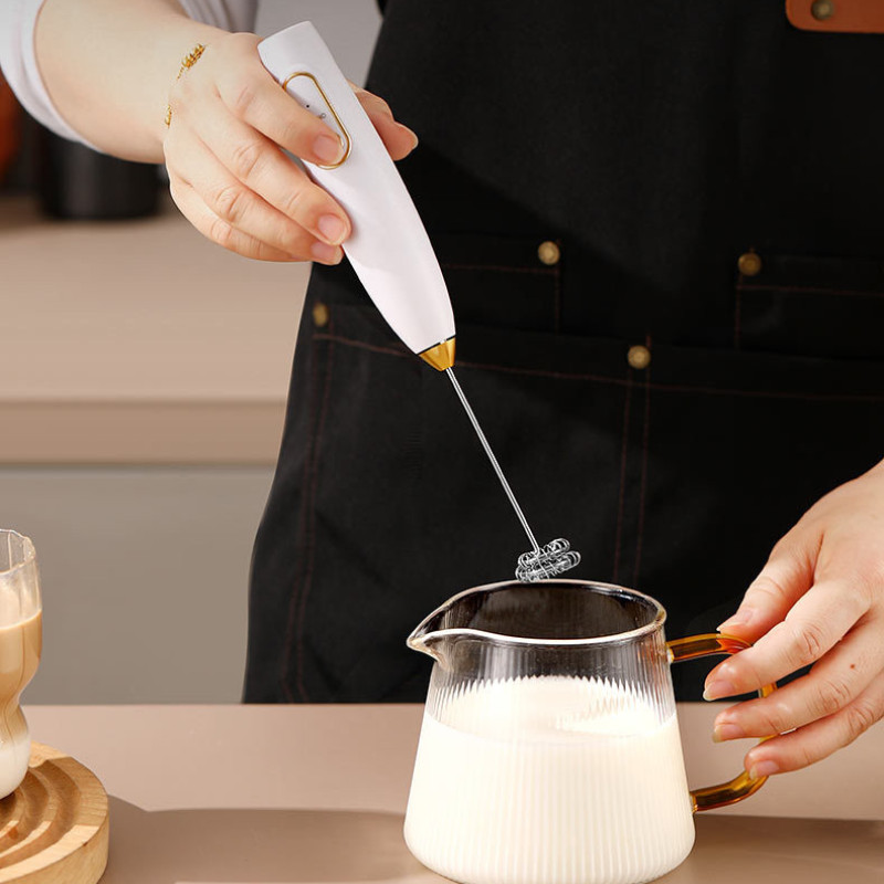 Electric Milk Frother 1PC Electric Whisk USB Rechargeable Compact Home Office Milk Frother Coffee Mi