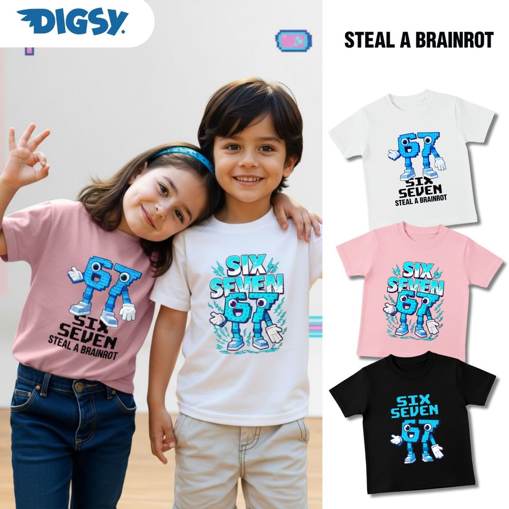 Baju Kaos Bayi Anak Laki-Laki 67 Brainrot – “Anomali Six Seven” Steal The Brainrot | Katun Combed