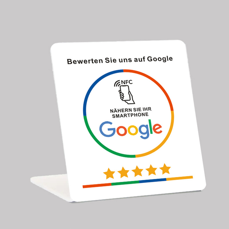 German French English Writing Google Review NFC Stand splay Table splay NFC Card Stand for Google Re