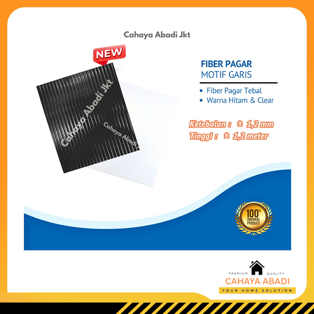 FIBER GLASS PAGAR HITAM GARIS LEBAR120CM