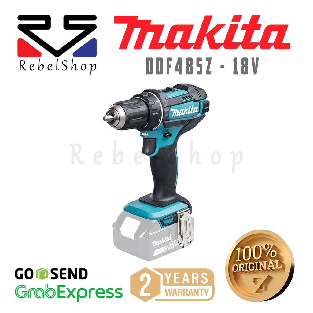 Makita Cordless Baterai Driver Drill Mesin Bor Besi Kayu 18V + Unit Only - DDF485Z