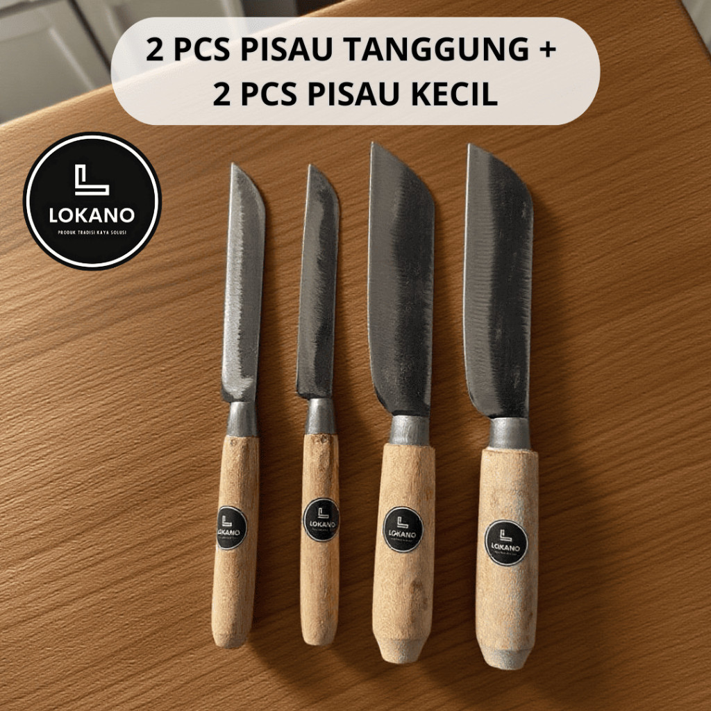 TERBAIK 1 Set Pisau Dapur Tajam Baja Asli 2 Sedang Dan 2 Kecil LOKANO