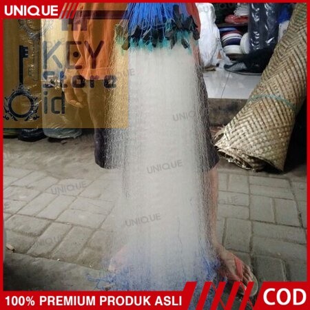 Jaring Ikan Siap Pakai Tinggi 1 meter Panjang 10 meter Senar 0,15 Lubang 2 inci (2 jari)