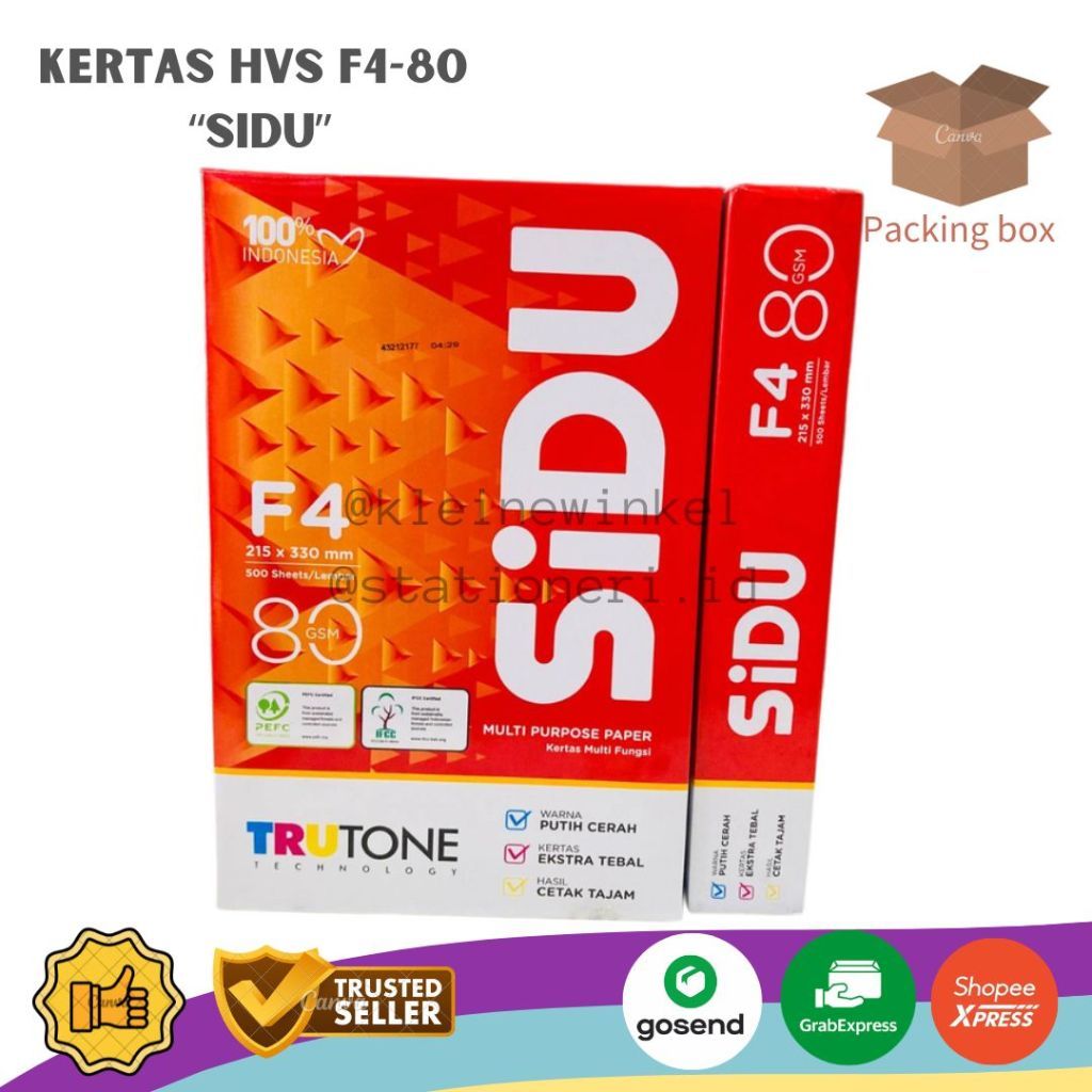 Kertas HVS F4-80 SIDU Folio 80 gsm Putih 1 rim