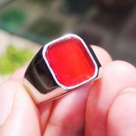 Batu Natural Red Baron Red Carnelian Pacitan Plus RING Titanium Mewah Super HQ