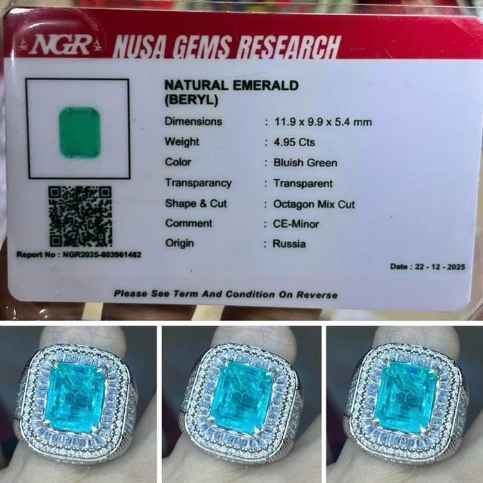 Cincin  Natural Zamrud Rusia Crytal Top Quality
