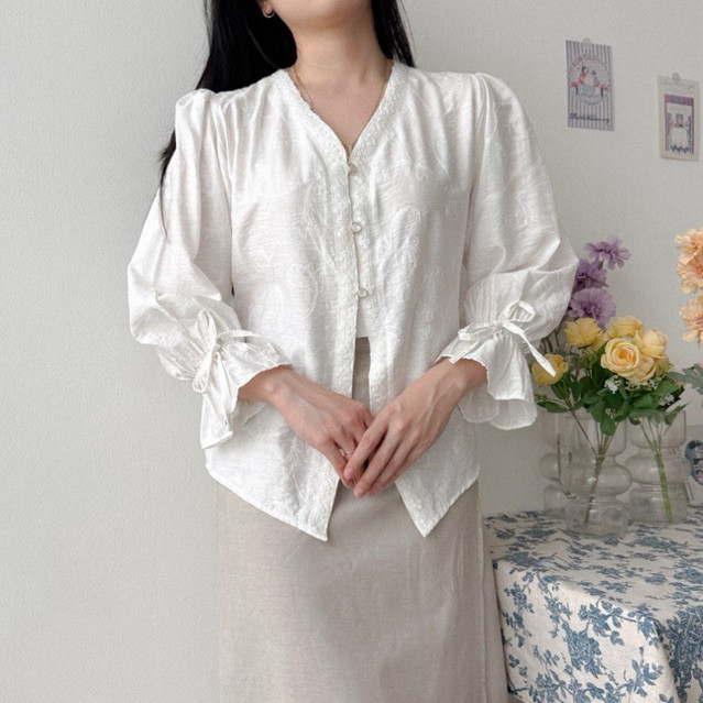 BaeNom KANON - Ezra Kebaya Blouse - Blouse kebaya modern motif bordir bunga