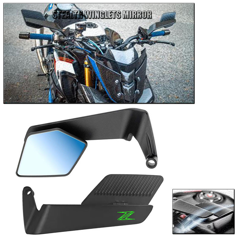 UNTUK Kawasaki Z1000/Z900/Z650/Z400/Z125 2003-2025 Spion Motor Serat Karbon - Sayap Aerodinamis Gand