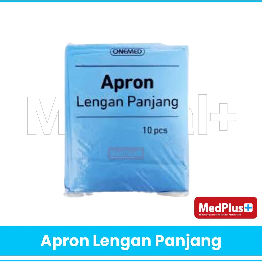 Apron Lengan Panjang Onemed Plastik Celemek Panjang Biru / Box