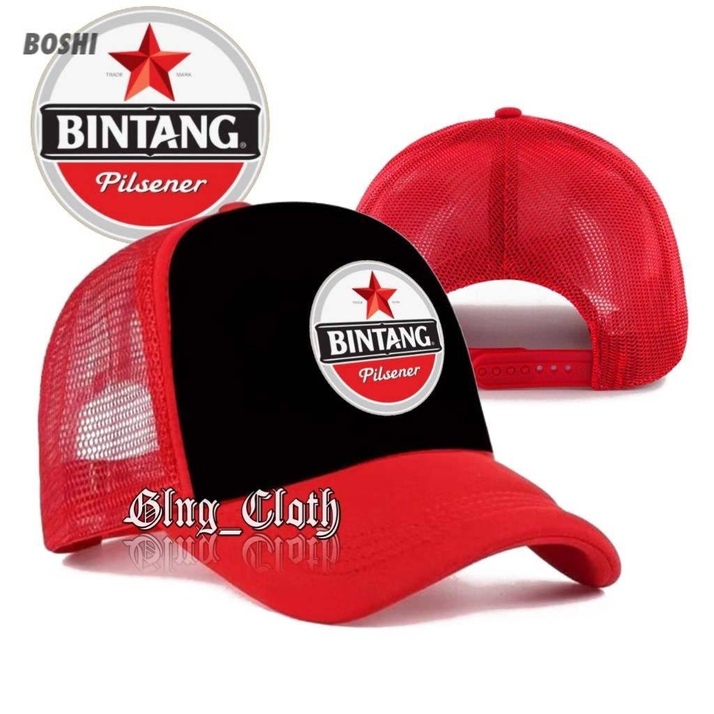 Topi Bintang Bali Pilsener Trucker - Topi Jaring Outdoor Fashion - Topi Jala Pria Wanita Good Qualit
