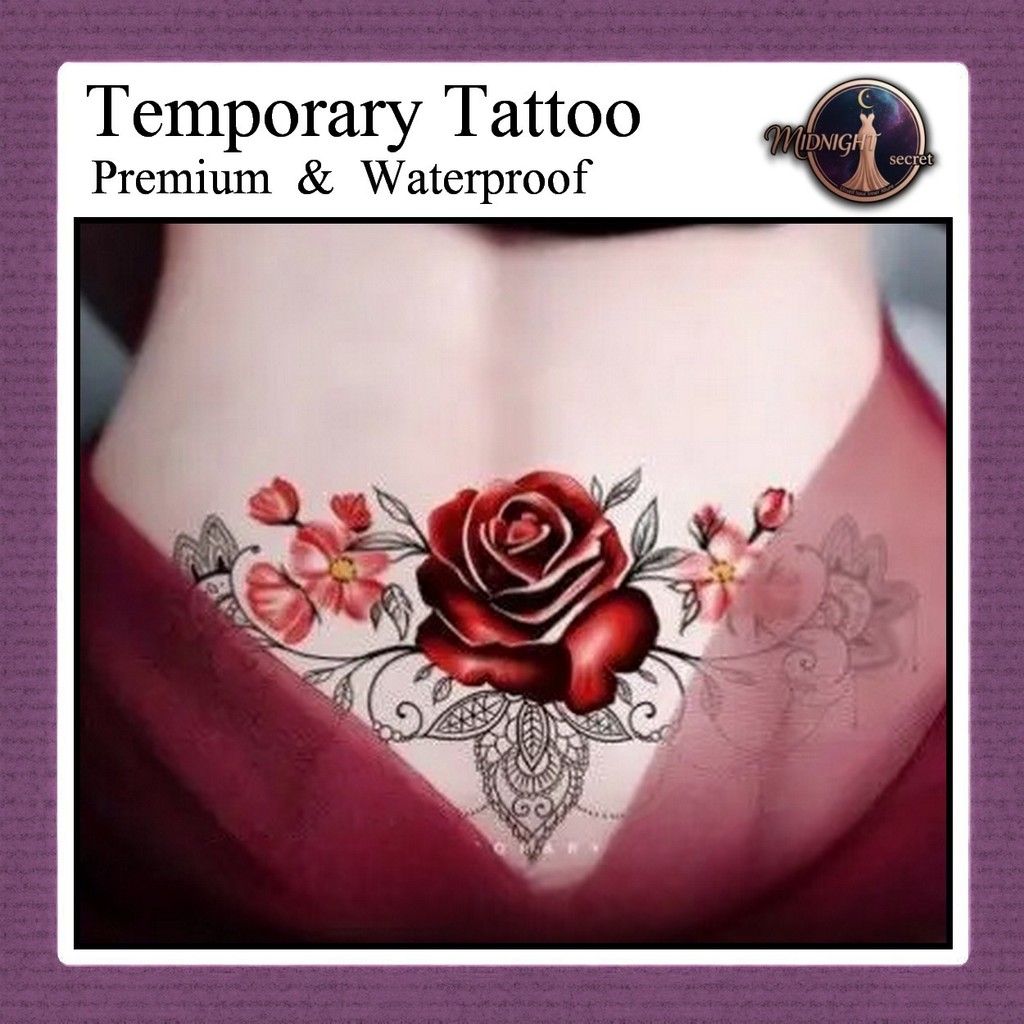 Midnight TATOO TEMPORARY - Tato Temporer Perut Badan Pundak - Gambar Wanita Seksi Semi Permanen