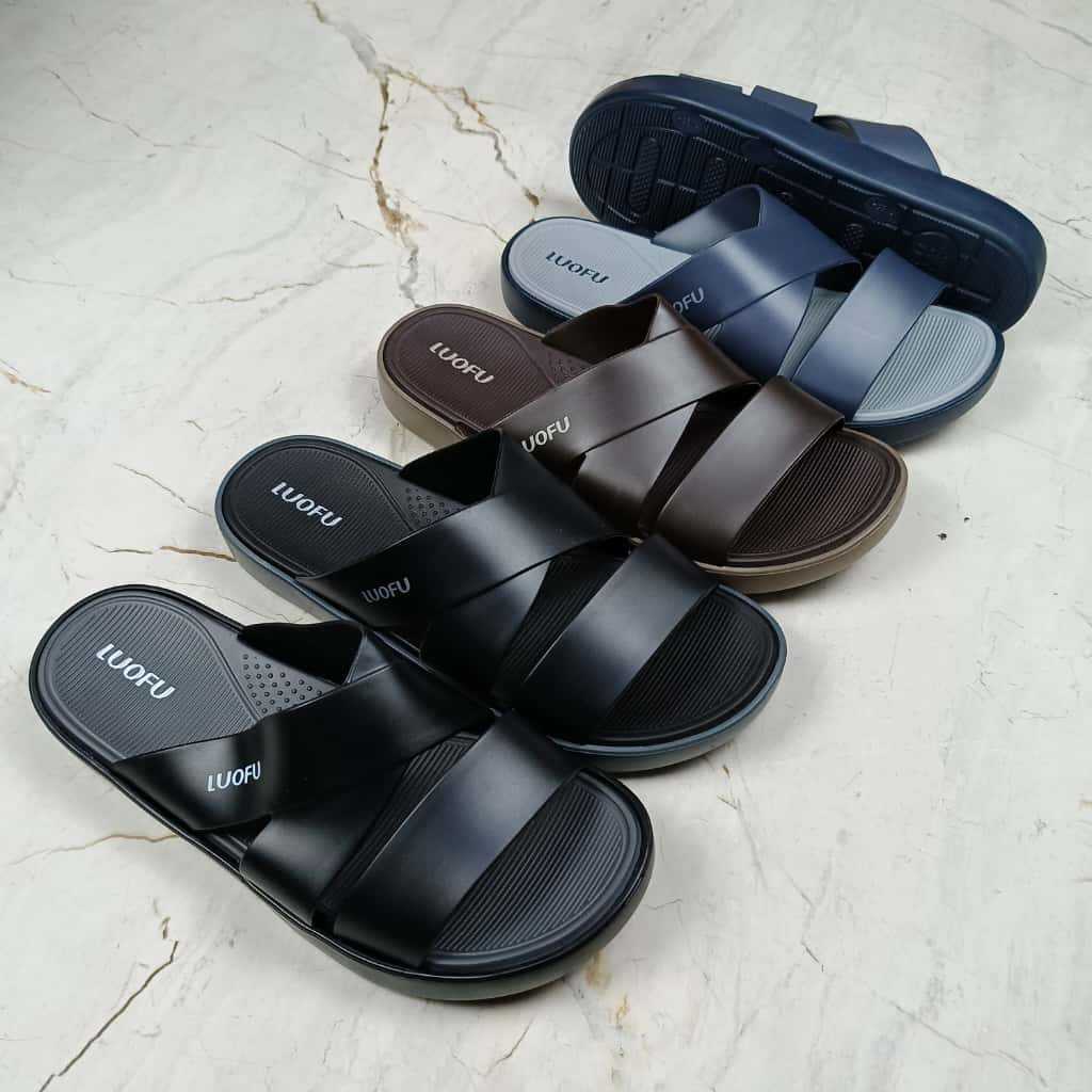 JASHOP LUOFU Sandal Selop Silang Jelly Karet Eva Pria E7185M-E01KW [B01] Luofu Import