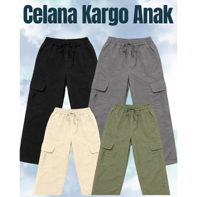 Celana Panjang Cargo Anak Perempuan Korea Style Celana Cargo Anak Cewek