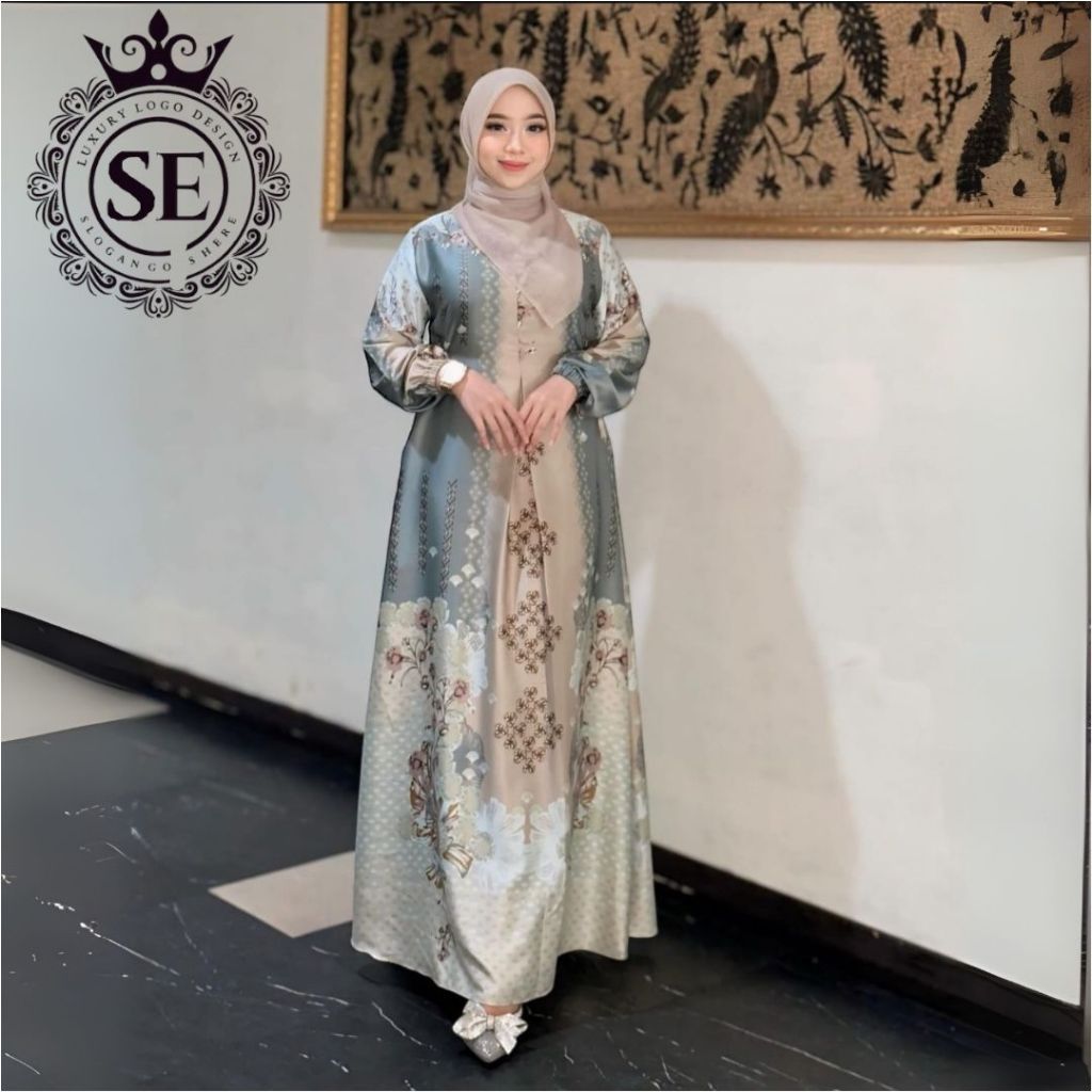 ALCA - baju Gamis Silk wanita  Quality A Motif Bunga Seragaman M L XL 4L 6L kondanggan terbaru