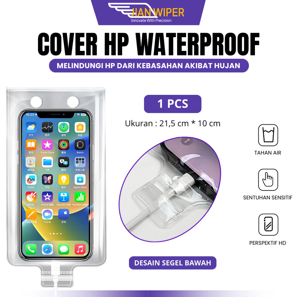 Sarung Plastik Cover Waterproof Hp Anti Air Pouch Tas Kantong Case Handphone Tahan Air Holder Motor