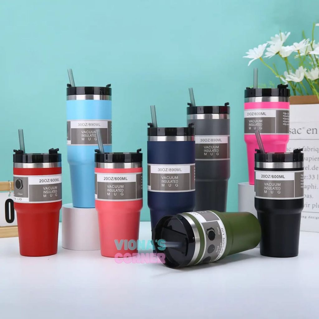 Tumbler Stainless Steel 304 Water Bottle 890mL Botol Minum Dewasa Besar biru Cewek Cowok Laki laki