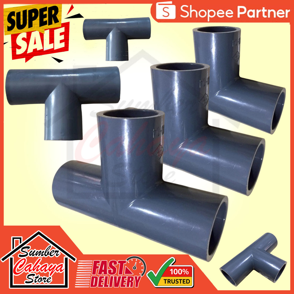 Power Tee Aw Fitting Non Timbal ½ ¾ X ½ ¾ 1x½ 1x¾ 1 1¼ X ½ 1½ X¾ Inch Pvc Verlop Tee Reducer Vlok Po