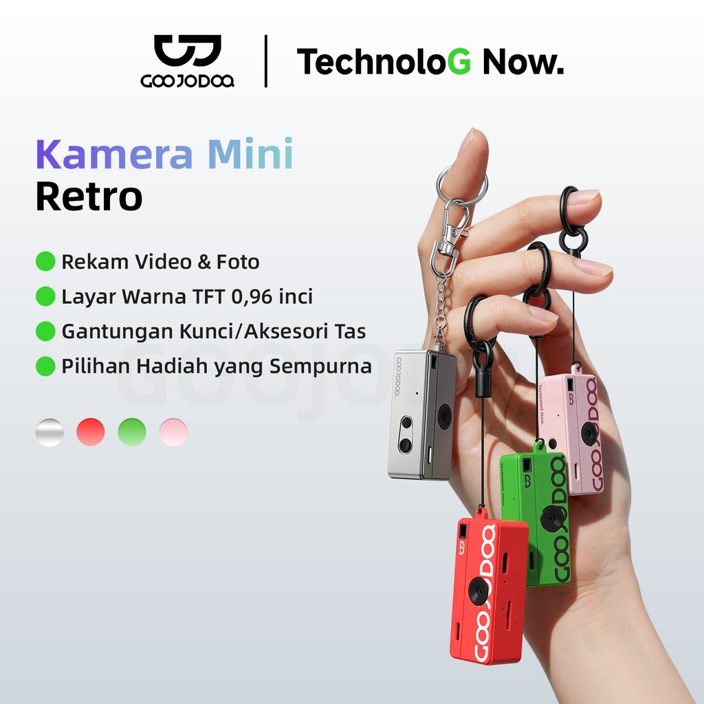 Goojodoq ibu jari Keychain Kamera - 720P Mini Camera, Aksesori CCD Retro, Hadiah Unik untuk Pelajar 