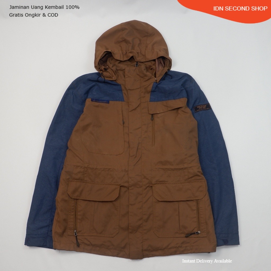 PRAUS Color Block Hooded Shell Jacket - Brown/Navy - Preloved