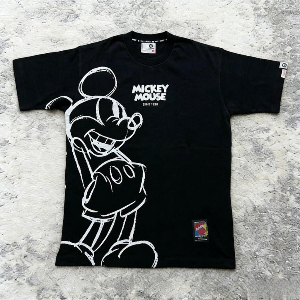 COD Aape By Bathing Ape X Mickey Mouse Graphic Tee Black Original T-shirt Pria