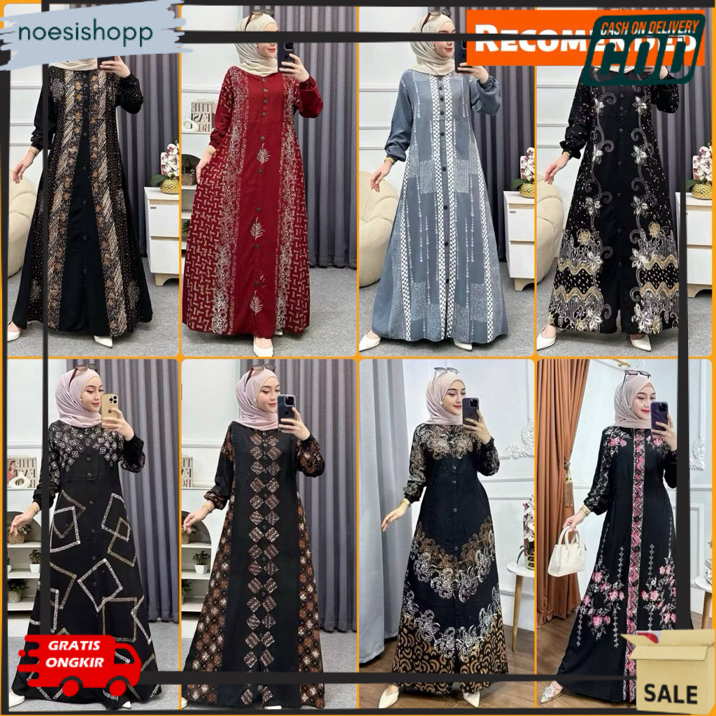 Promo Batik Usman - Gamis Twill Rayon Premium Model Kancing Terbaru Jumbo Syari Kekinian Batik Cap