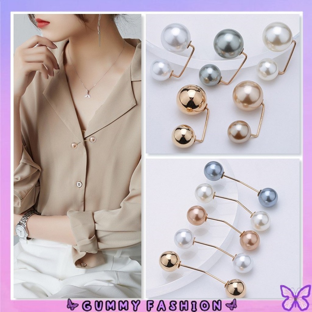 •KEDAI SALSA• Bros Pin AKS1928 Kancing Mutiara Baju Hijab Tanpa Jahit Tuspin Lepas Pasang Korea Fash