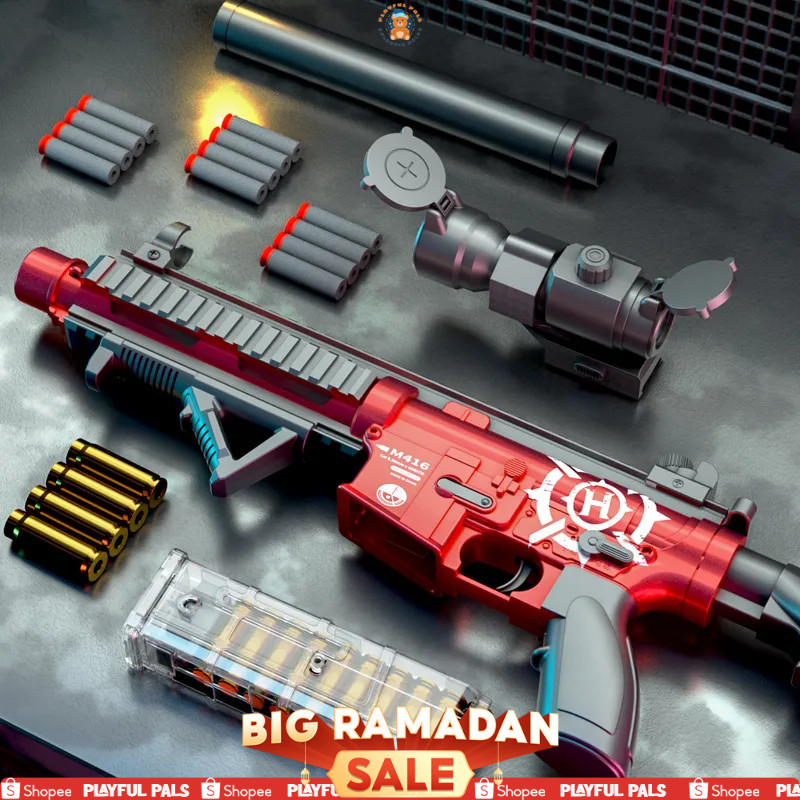 Mainan Tembak-Tembakan Peluru Lunak M416 Otomatis Mainan M416 Tembakan Laki-Laki Eva Soft Bullet