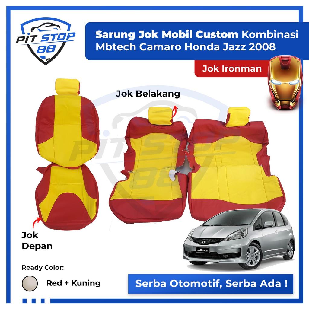 Sarung Jok Mobil Custom Kombinasi Mbtech Camaro Red + Kuning Jazz 2008