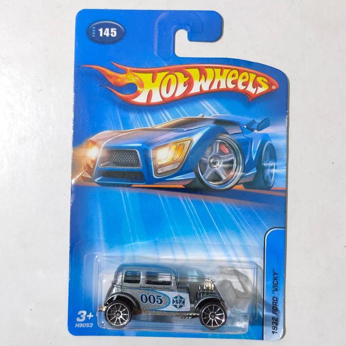 Mainan Hot Wheels 1932 Ford Vicky 32 silver 2005 blue card base besi