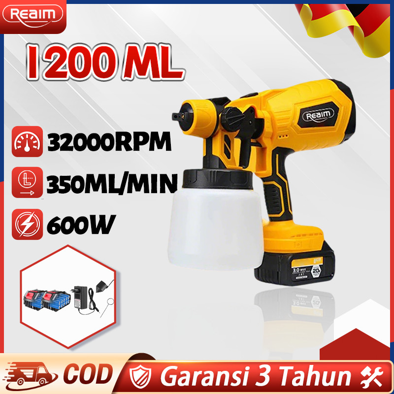 REAIM Spraygun Cat Semprot Listrik 1200ml Alat Semprot Cat untuk Tembok Kayu Pagar